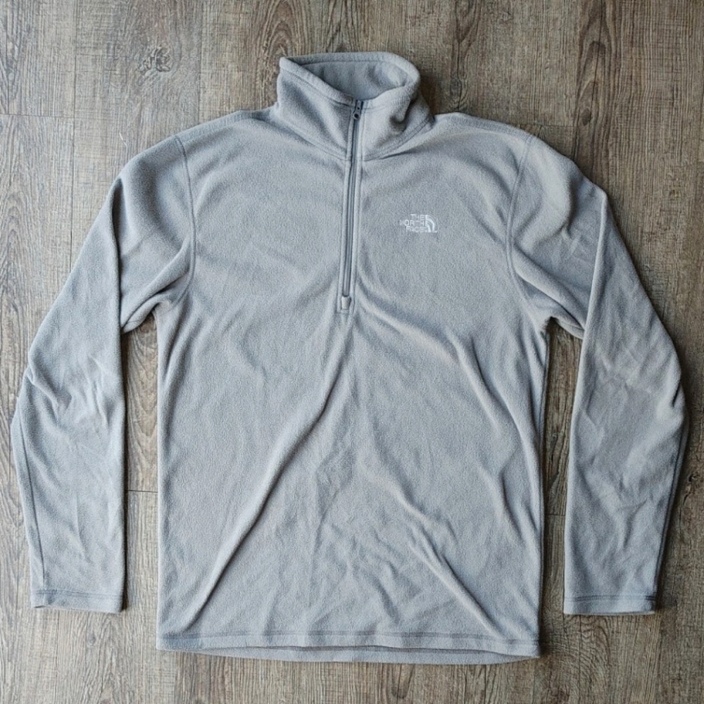 North Face 1/4 Zip Fleece Men's Gray Jacket Size Small Pullover Sweatshirt